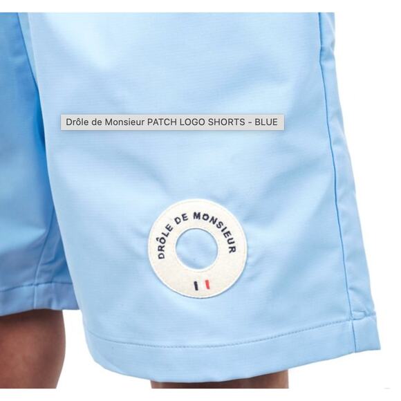 DROLE DE MONSIEUR Logo Patch Shorts in Blue - Picture 2 of 10